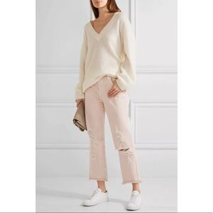 J Brand Ivy High-Rise Crop Jeans in Pastel-Pink Size 29 Button-Fly Distressed